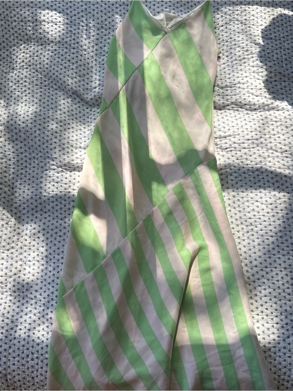 Green and Light Pink Striped Women's Saunders x RTR dress